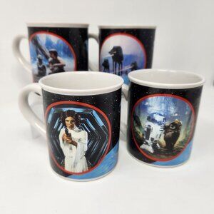 Vintage Star Wars Mugs Hamilton Collection Lucasfilm Ltd 4 Cup Set 1989